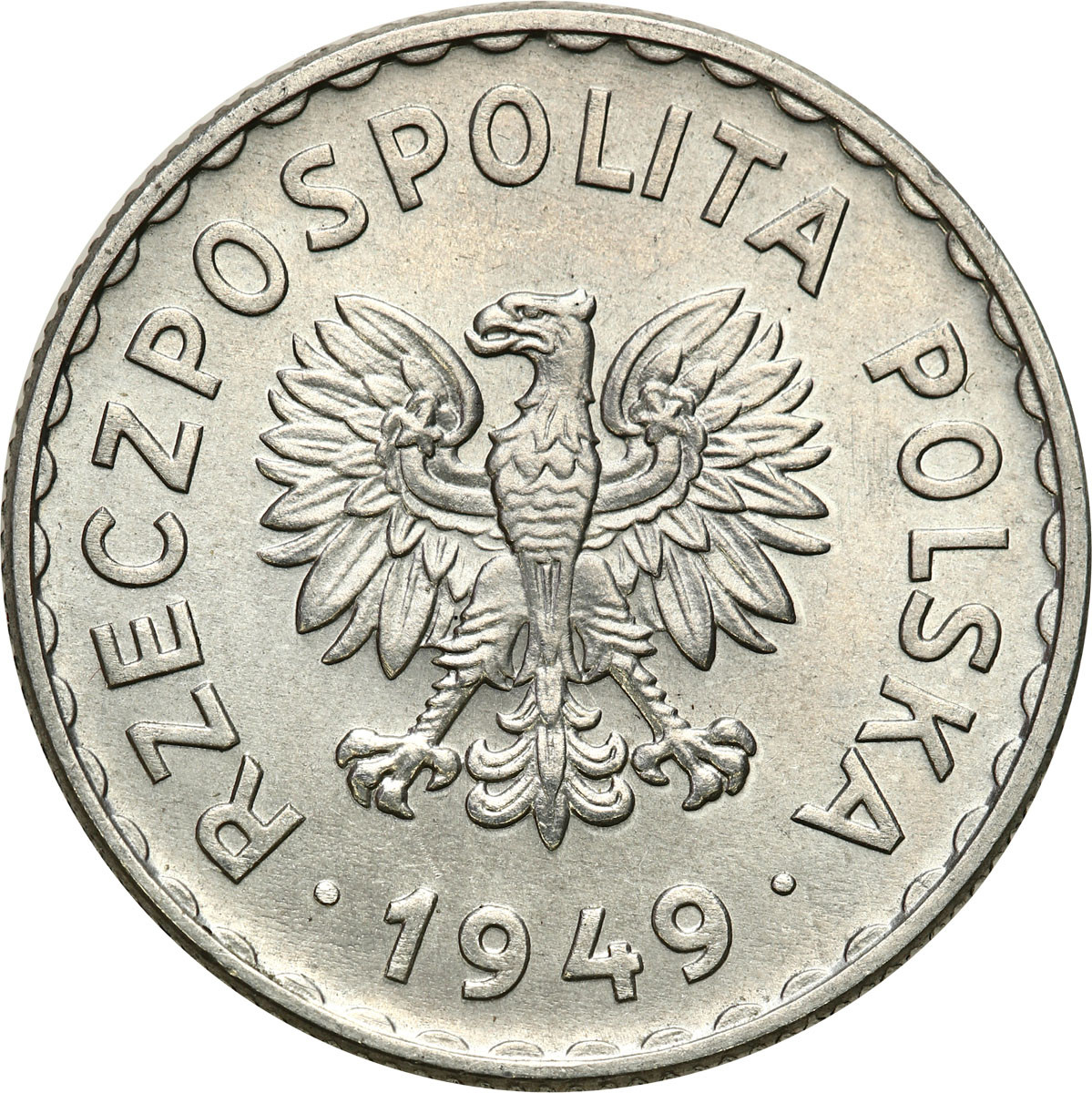 PRÓBA aluminium 1 złoty 1949 NAKŁAD 100 sztuk